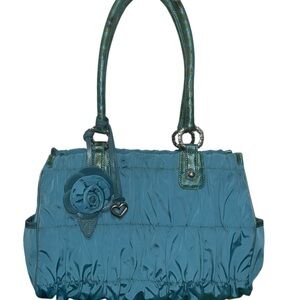 Brighton Teal Shoulder Bag with Floral Charm
